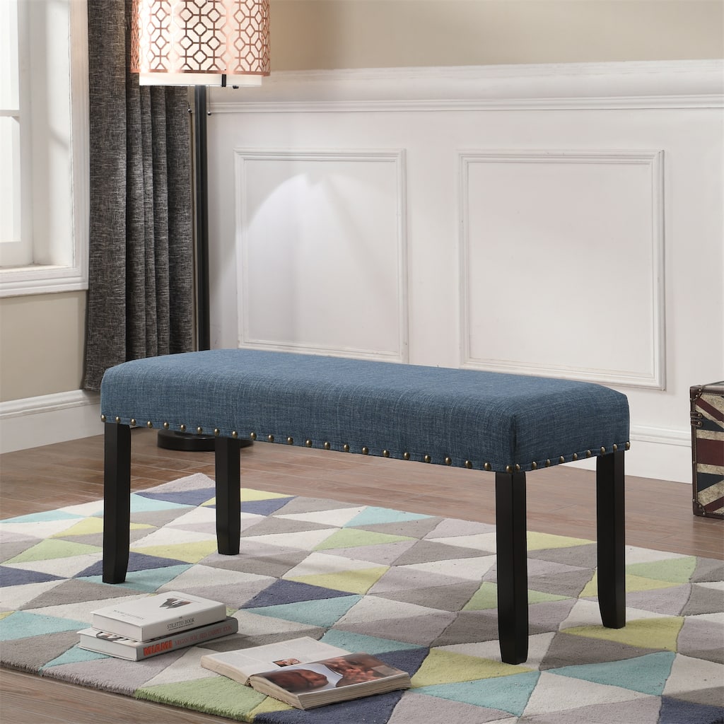 Fabric Dining Bench with Nailhead Trim