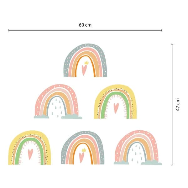 dimension image slide 1 of 2, Walplus Hand-drawn Rainbows Children Kids Wall Sticker Nursery Decor