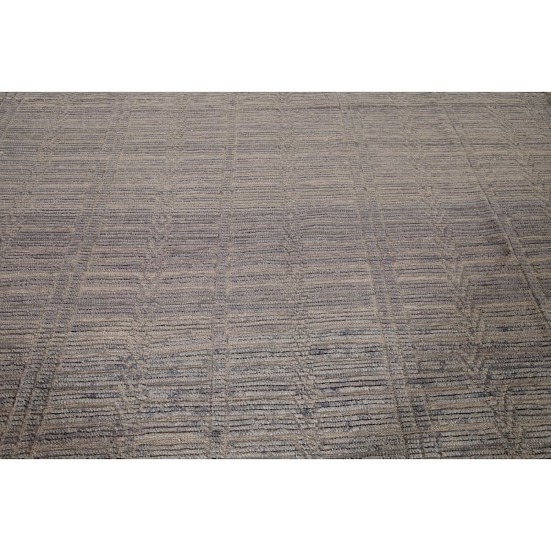 All-Over Striped Moroccan Large Area Rug Handmade Wool Carpet - 9'10"x 14'3"