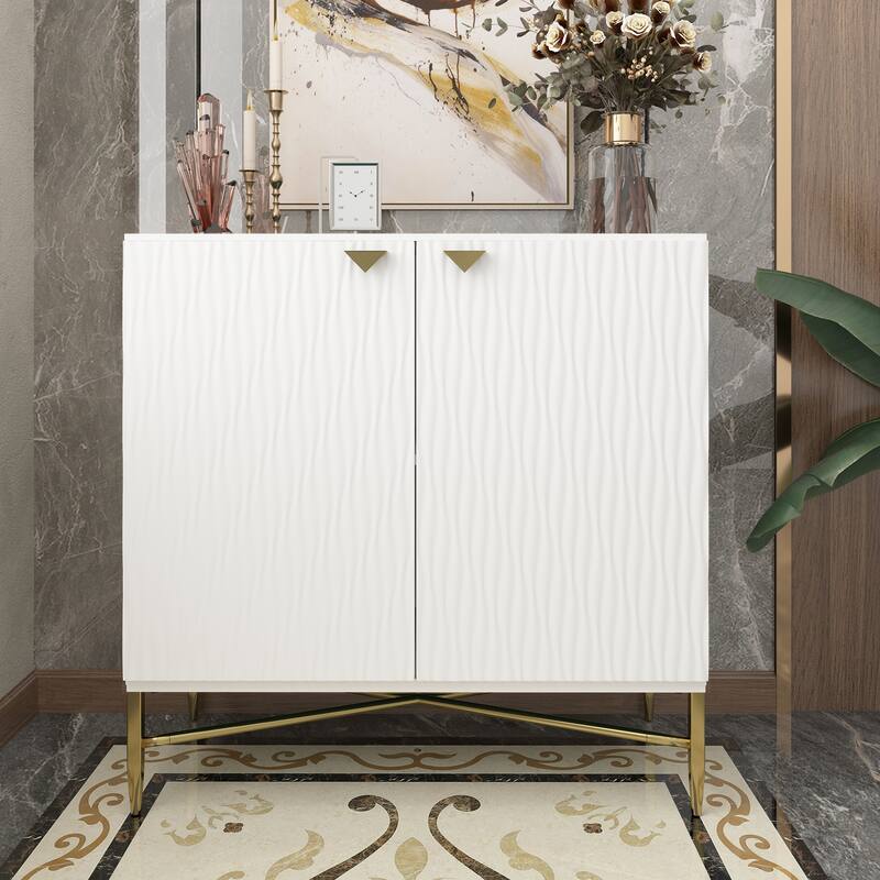 Modern 2-Door Locker Accent Cabinet with Tapered Metal Feet