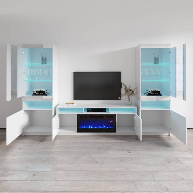 Reno 05 Electric Fireplace Modern Wall Unit Entertainment Center