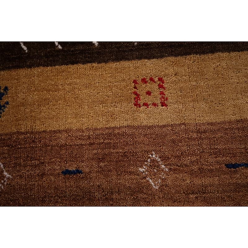 Animals Striped Gabbeh Indian Area Rug Handmade Wool Carpet - 5'3"x 7'10"