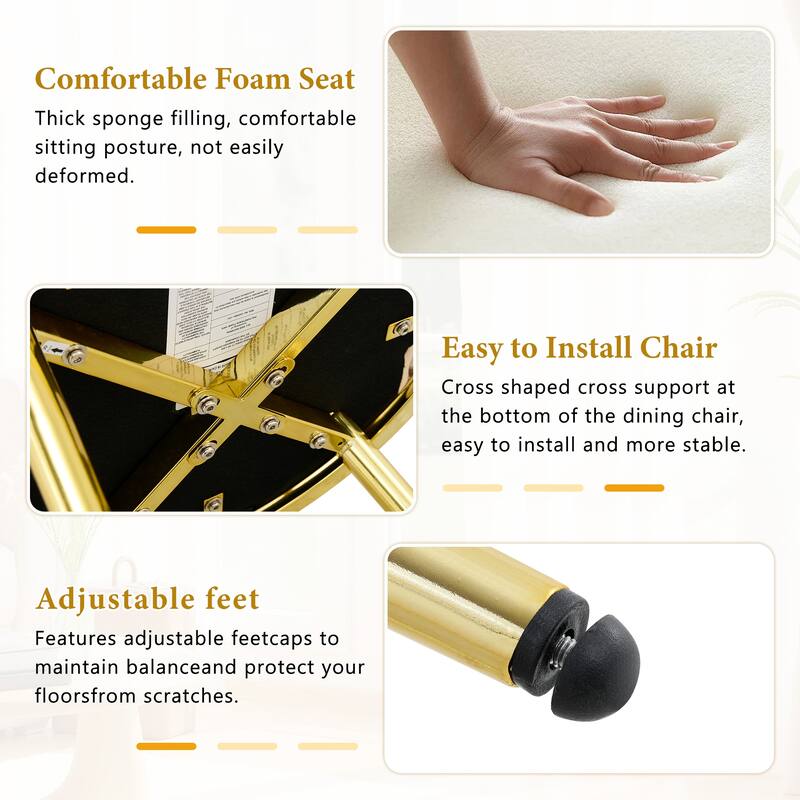 Puffy Bubble Chair Ball Chain Chair Velvet Dining Chairs with Gold Plated Legs, Modern Accent Chairs