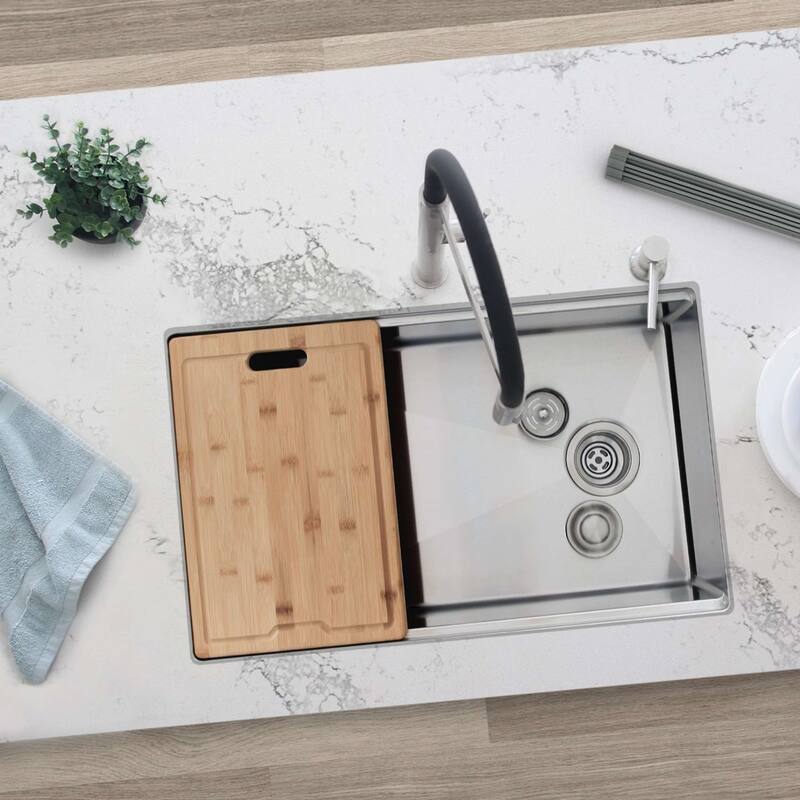 AZUNI 17-Inch Bamboo Cutting  Board for Kitchen Sink - 16.75" x 11"
