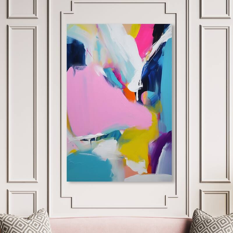 Wynwood Studio Abstract Dragonfruit Pastel Purple and Modern & Contemporary Wall Art Canvas Print - 54 x 36