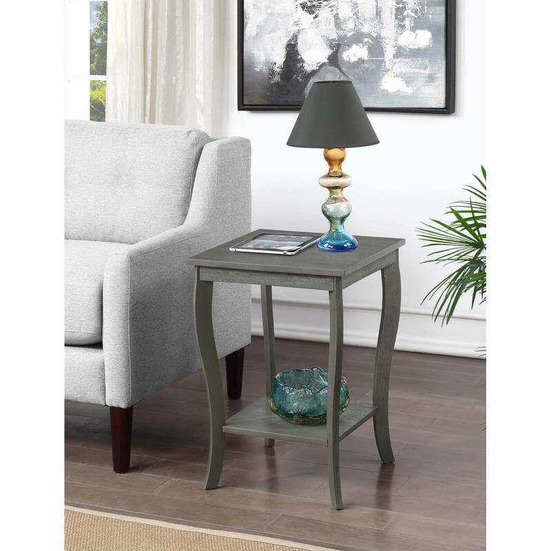Convenience Concepts American Heritage Square End Table with Shelf - Wirebrush Dark Grey