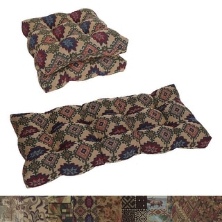 Tufted Tapestry Settee Cushions (Set of 3, Multiple Patterns) - 42 x 19