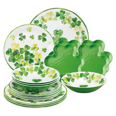 UPware 16-Piece Shamrocks Melamine Dinnerware Set