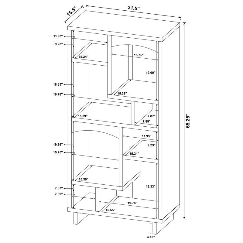 Dalton 65-Inch 6-Shelf Bookcase White And Distressed Pine