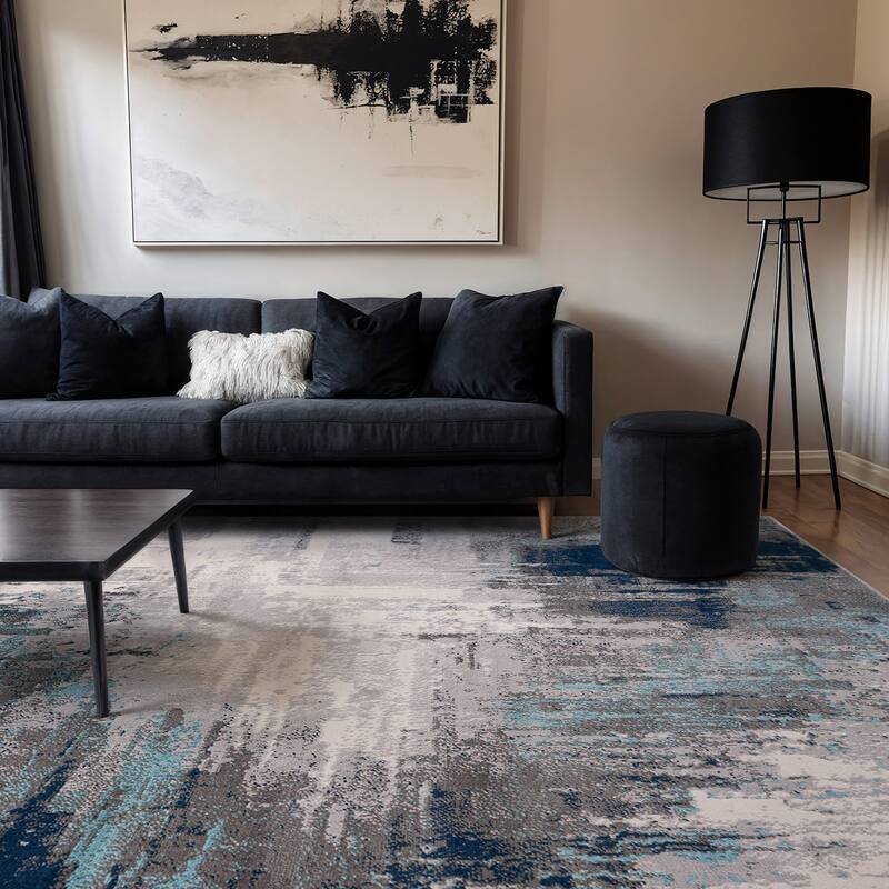 World Rug Gallery Bari Contemporary Abstract Art Area Rug