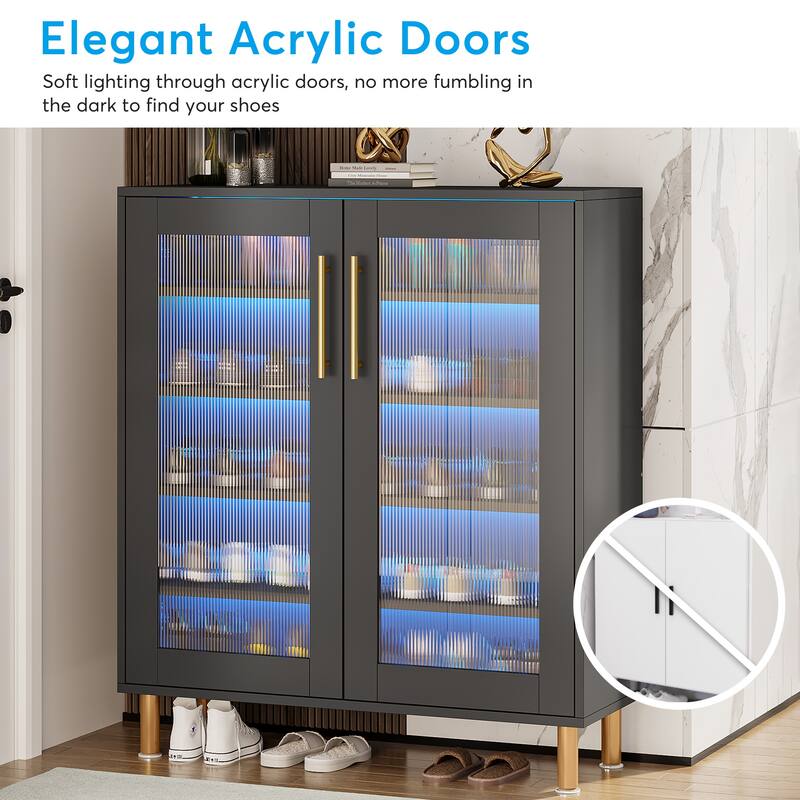 5-Tier Shoe Storage Cabinet with Door and Light