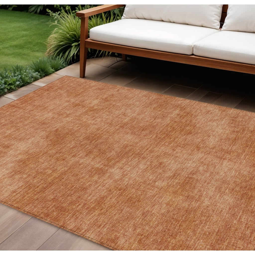HomeRoots Solid Color Transitional Rectangle Outdoor Rug