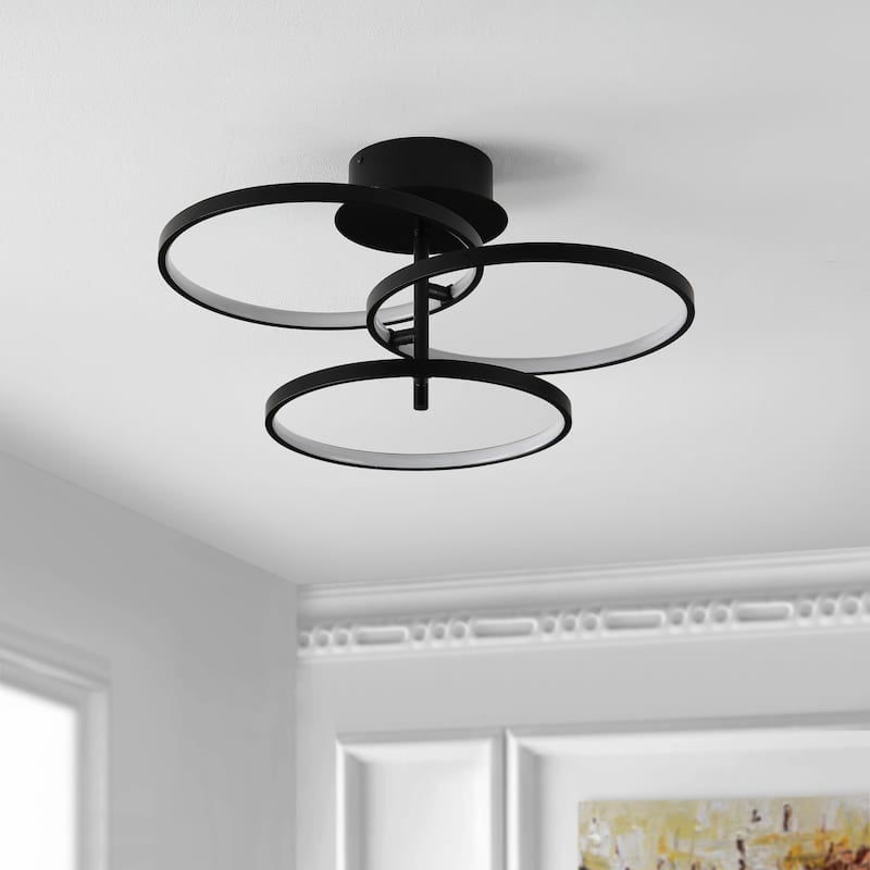 SAFAVIEH Hirona Led 21-inch Flush Mount - 21 In. W x 21 In. D x 11 In. H - Matte Black - 21Wx21Dx11H