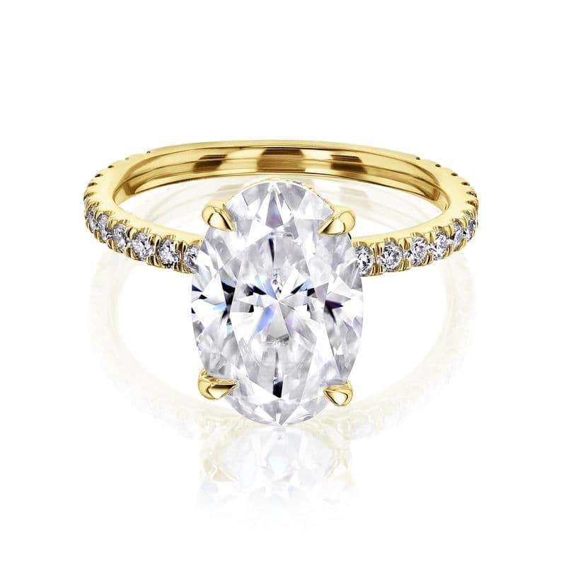 Kobelli Signature Collection 4.5 Carat Moissanite & Diamond 14k Solid Solid Gold Oval Hidden Halo Near Eternity Odette Ring - 8 - Yellow