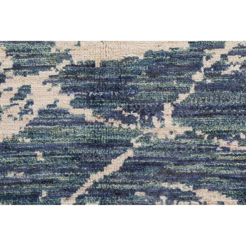 Contemporary Abstract Oriental Wool Area Rug Hand-knotted Foyer Carpet - 4'11" x 6'11"