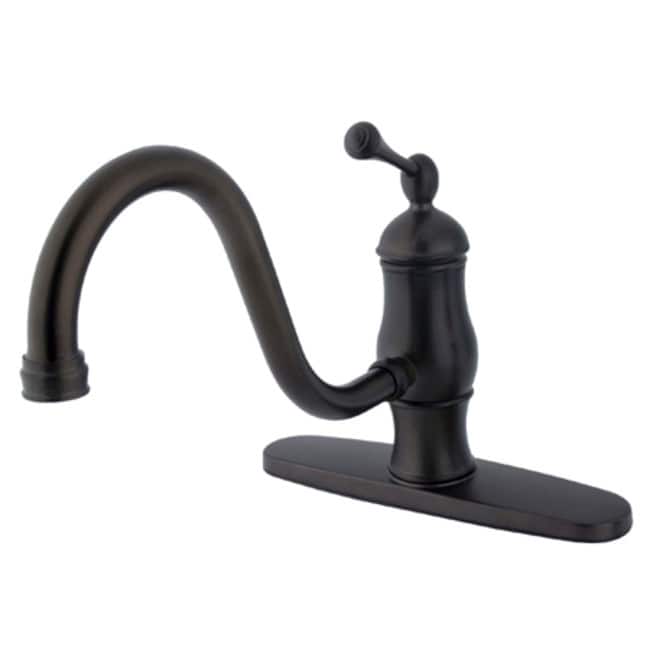 Kingston Brass Heritage Centerset Kitchen Faucet with Metal Lever - Polished Brass