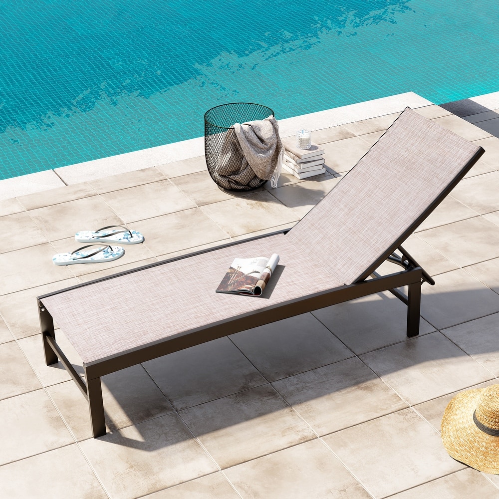 Outdoor Pool Lounger Aluminum All-weather Adjustable Chaise Lounge Chair - See Picture