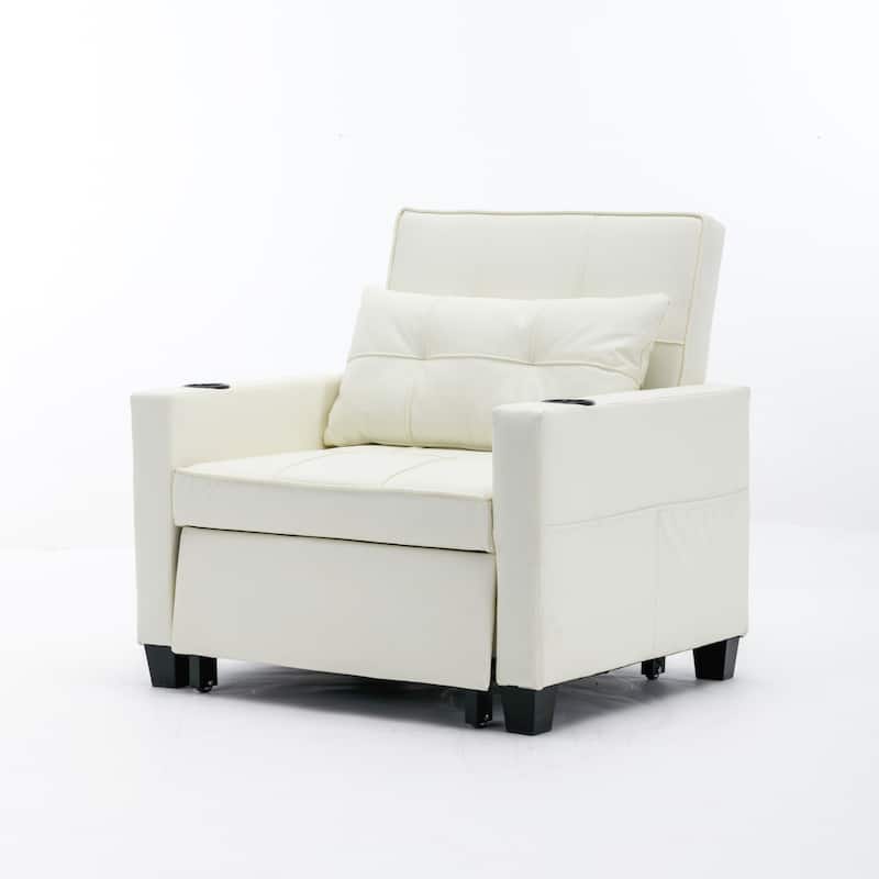 Futon Chair Bed Convertible Chair 3-In-1 Pull Out Sleeper Chair Beds With Usb Ports