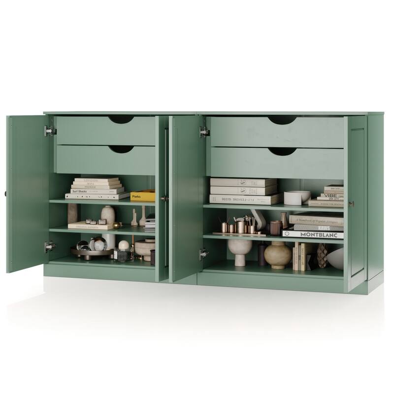 Palace Imports 100% Solid Wood 64" Sideboard with Solid Doors, 4-Drawers and Adjustable Shelves