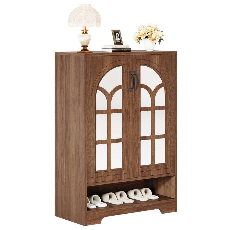 Shoe Cabinet with Mirrored Doors, 5-Tier Shoe Storage Organizer