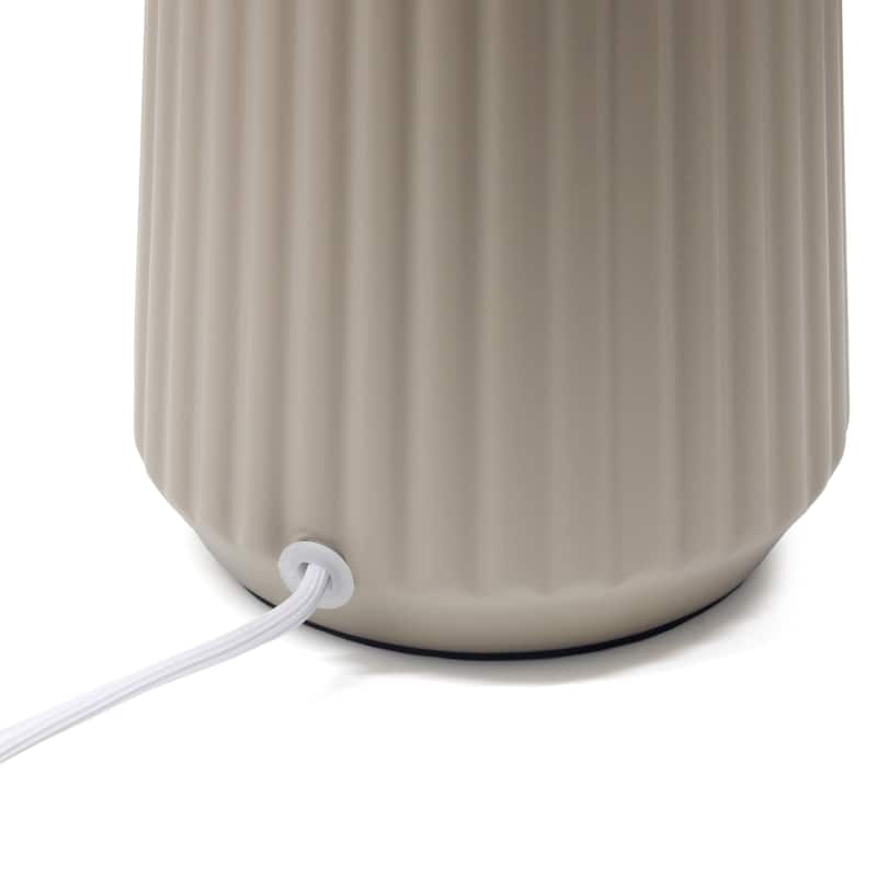 Textured Ceramic Table Lamp with Fabric Drum Shade Modern Faceted Base Compact Accent Lighting Multiple Colors