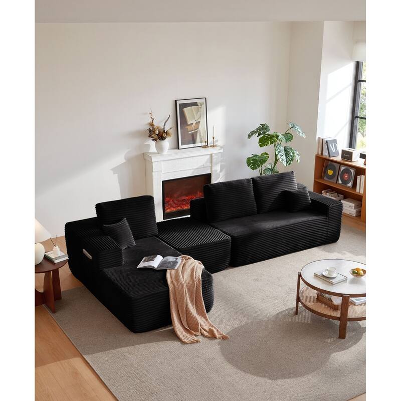 104'' L-Shaped Modern Modular Sectional Sofa with Moveable Ottoman