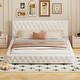 preview thumbnail 1 of 11, Queen Bed Velvet Upholstered Bed with Tufted Headboard White - Queen