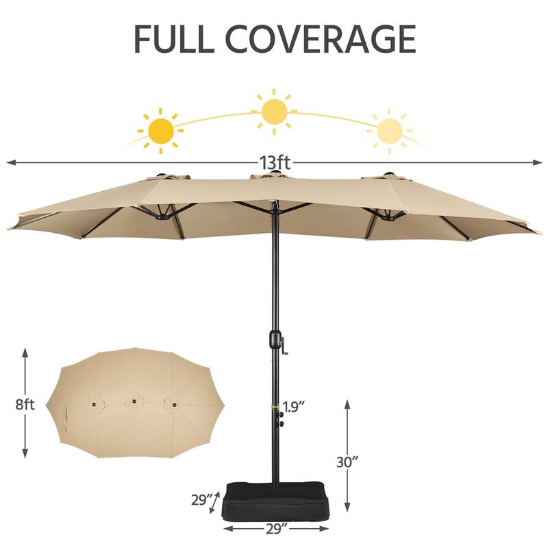 Yaheetech 13ft Twin Patio Parasol Outdoor Umbrella with Crank