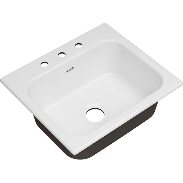 American Standard 77SB.25223 Quince 25" Drop In Single Basin Cast Iron Kitchen Sink with Three Faucet Holes - Brilliant White