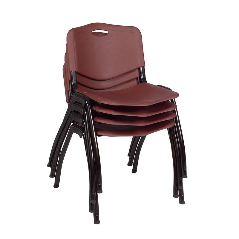 66" x 24" Training Table- Grey & 2 'M' Stack Chairs- Burgundy