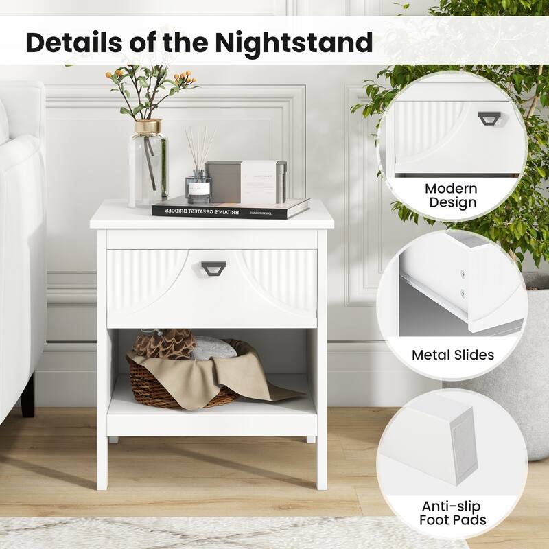 Gymax 2-tier End Table Drawer w/ Open Storage Shelf 2 Tiers Nightstand