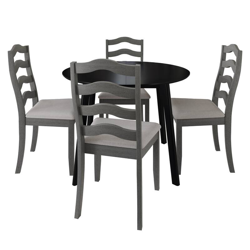 CraftPorch Sophistique 4-Piece Chair and Round Table Wooden Dining Set - Grey