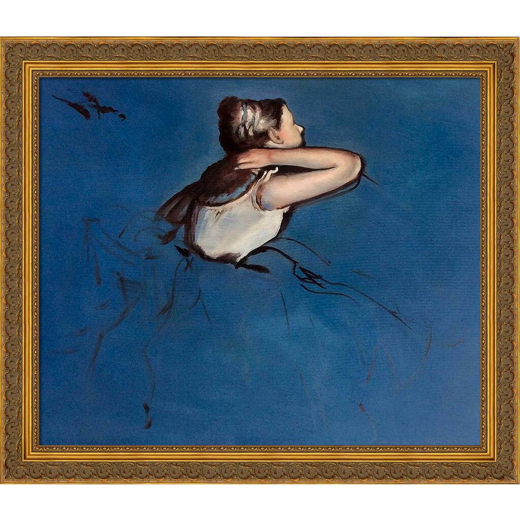 Seated Dancer in Profile with Baroque Antique Gold Frame