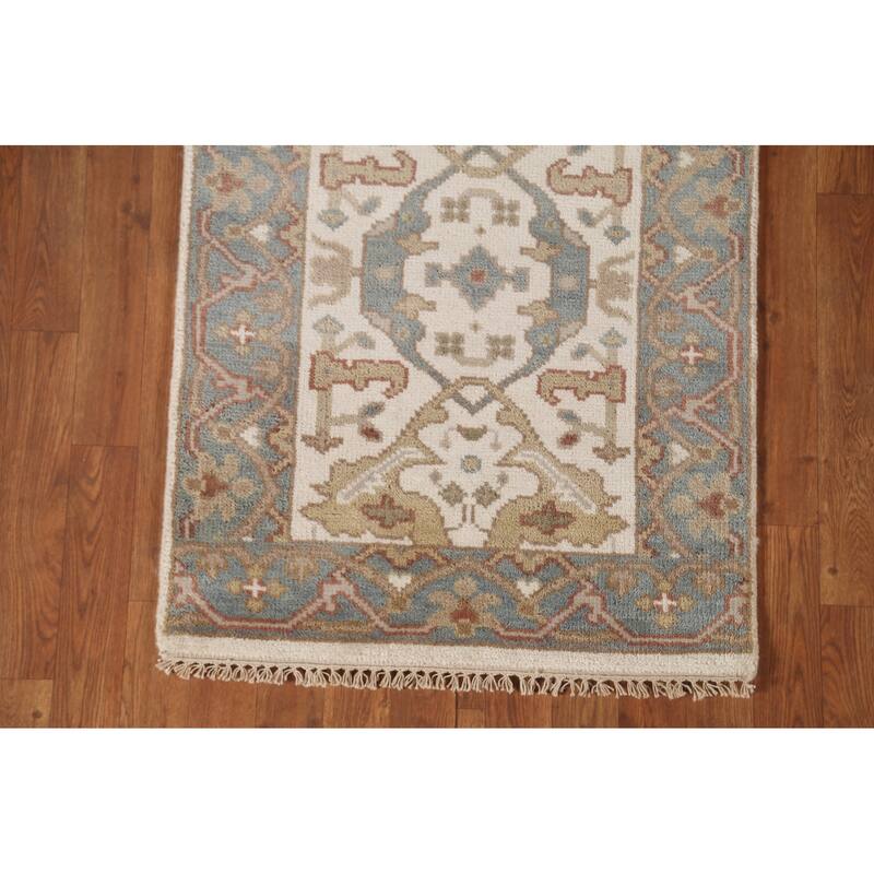 Ivory Oushak Oriental Runner Rug Handmade Wool Carpet - 2'6"x 9'10"