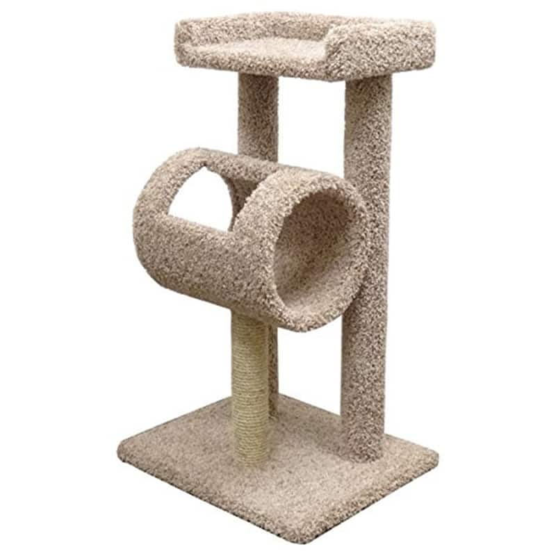 Premier Multi-Level Carpet Cat Climber Tree with Tall Perch, Enclosed Tunnel and Sisal Rope Scratching Post for Playful Cats
