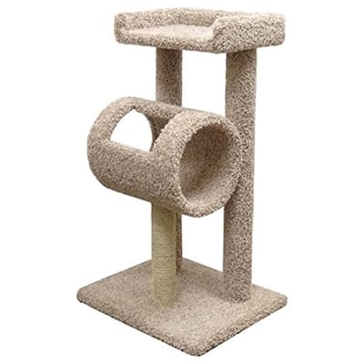 Premier Multi-Level Carpet Cat Climber Tree with Tall Perch, Enclosed Tunnel and Sisal Rope Scratching Post for Playful Cats