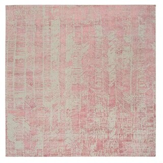 Shahbanu Rugs Rose Pink, Wool and Art Silk Jacquard Hand Loomed, All ...