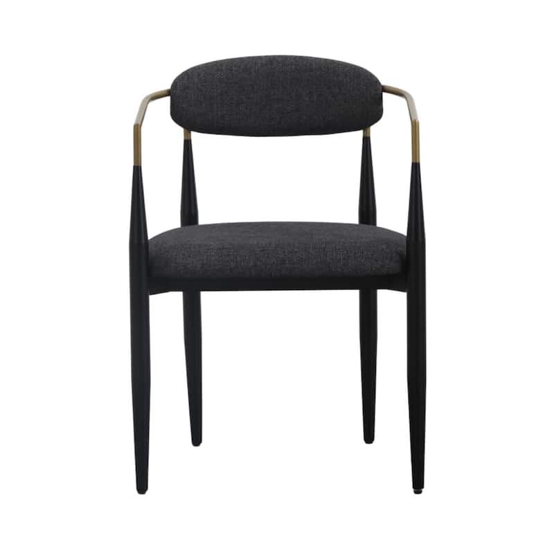Modrest Buchtel Mid-Century Modern Dark Grey, Gold Arm & Black Dining Chair
