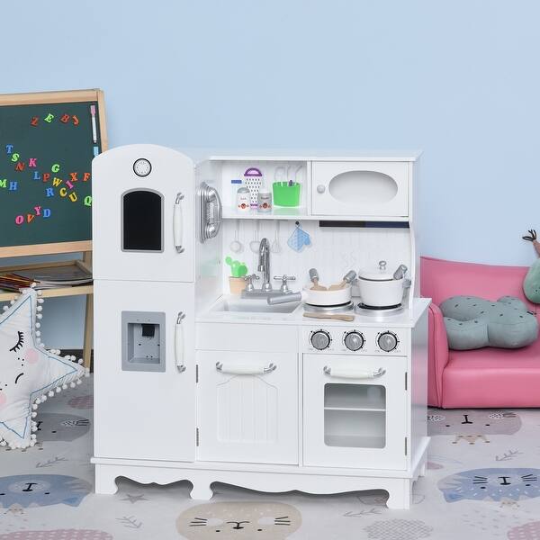 Qaba Large Kids Kitchen Playset with Telephone, Water ...