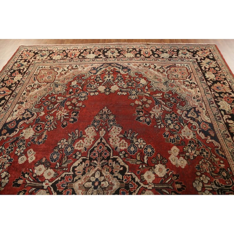 Mahal Persian Antique Area Rug Hand-Knotted Floral Wool Carpet - 8'11"x 12'3"