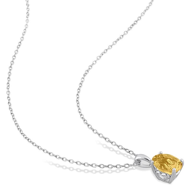 Miadora 4 7/8ct TGW Oval Citrine Set of Necklace and Earrings in Sterling Silver