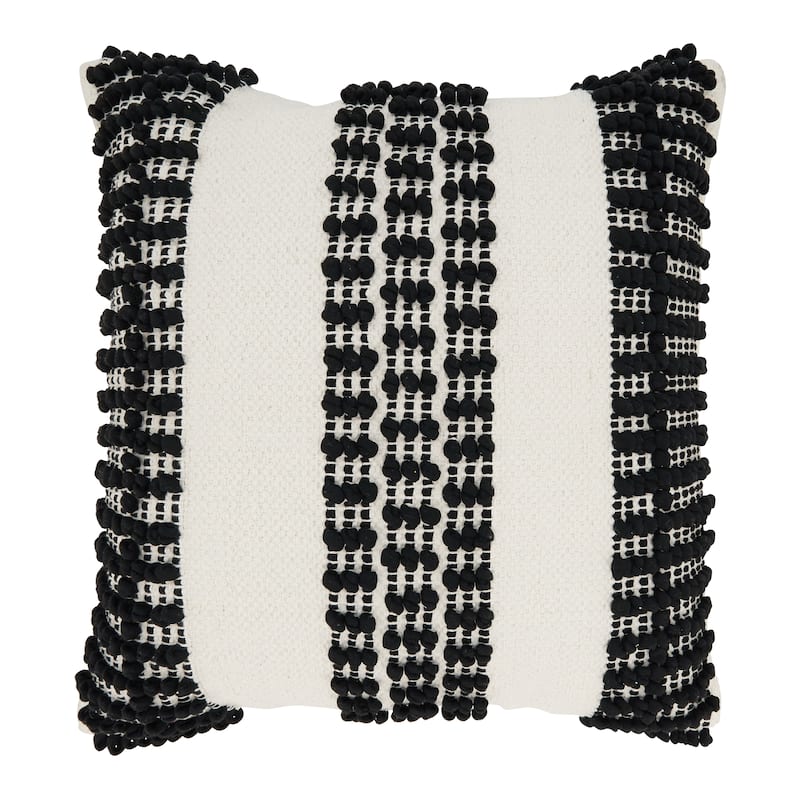 Textured Stripe Woven Throw Pillow - 20"x20" - Polyester - Black/White