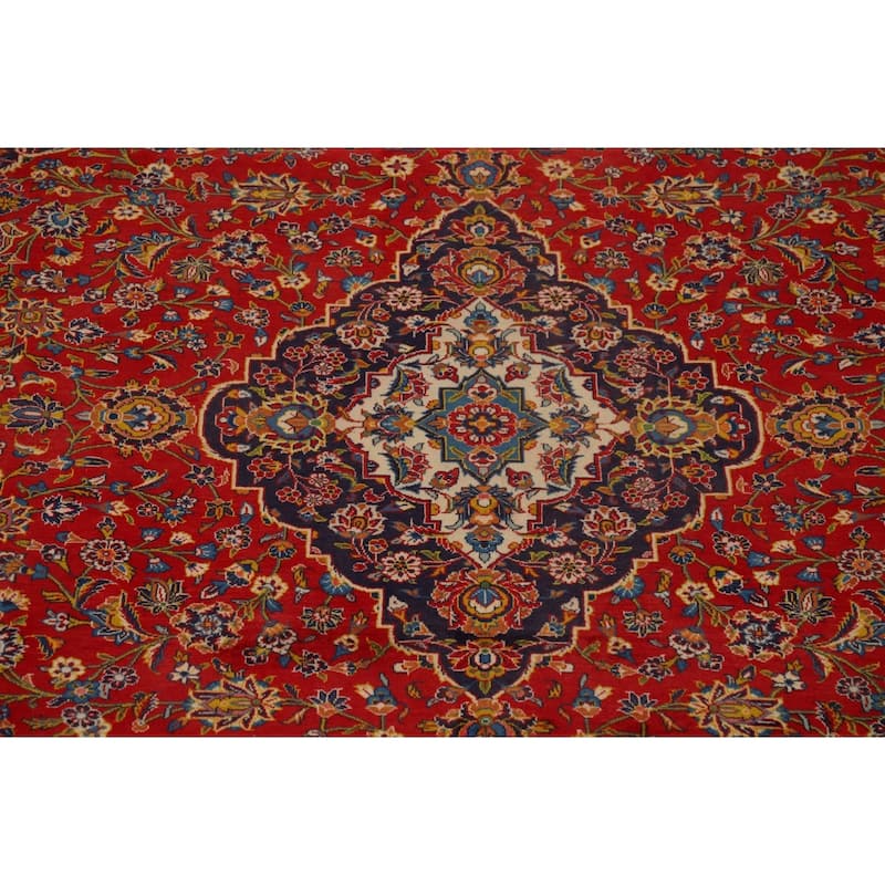 Traditional Kashan Vintage Persian Area Rug Handmade Wool Carpet - 9'8" x 13'2"