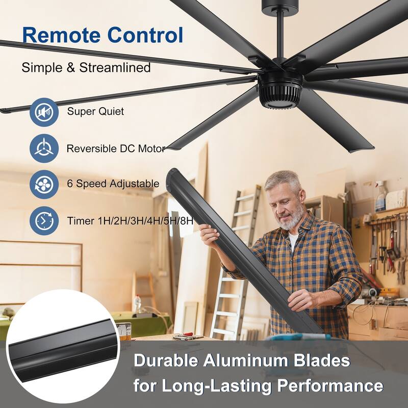 72"/84"/96"/100"/120" Extra Larger HVLS Commercial Ceiling Fan with Remote and Aluminum Blades