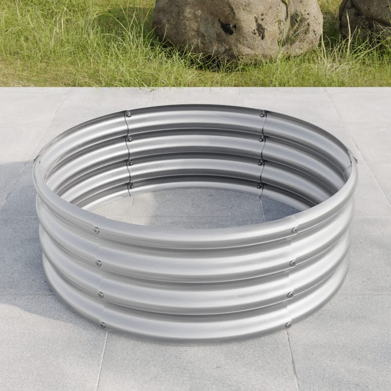 11.4" tall round raised garedn bed, metal raised beds for vegetables, outdoor garden raised planter box