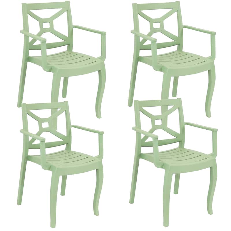Sunnydaze Tristana Plastic Outdoor Patio Arm Chair - N/A