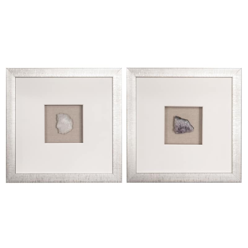 HUJI Handmade Natural Crystal Shadow Box Wall Decor Set of 2 for Bedroom Bathroom