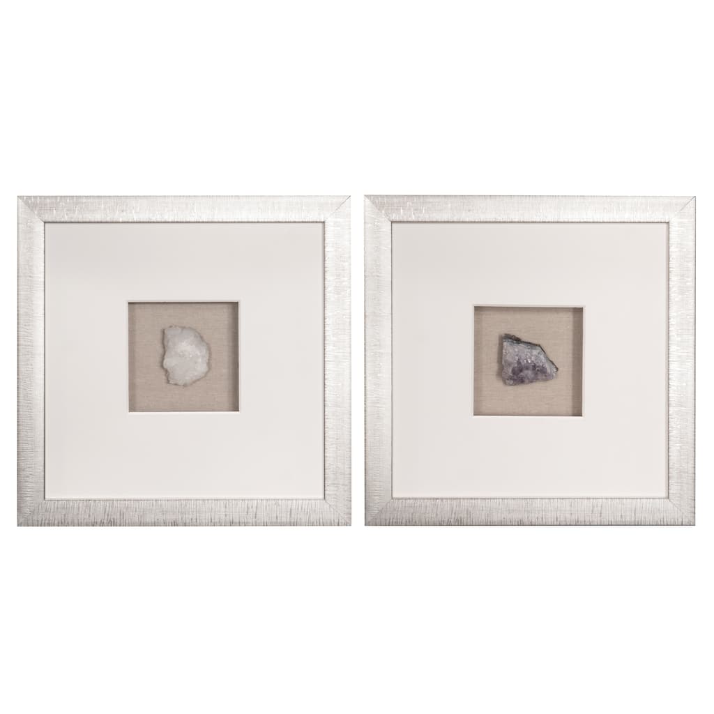 HUJI Handmade Natural Crystal Shadow Box Wall Decor Set of 2 for Bedroom Bathroom