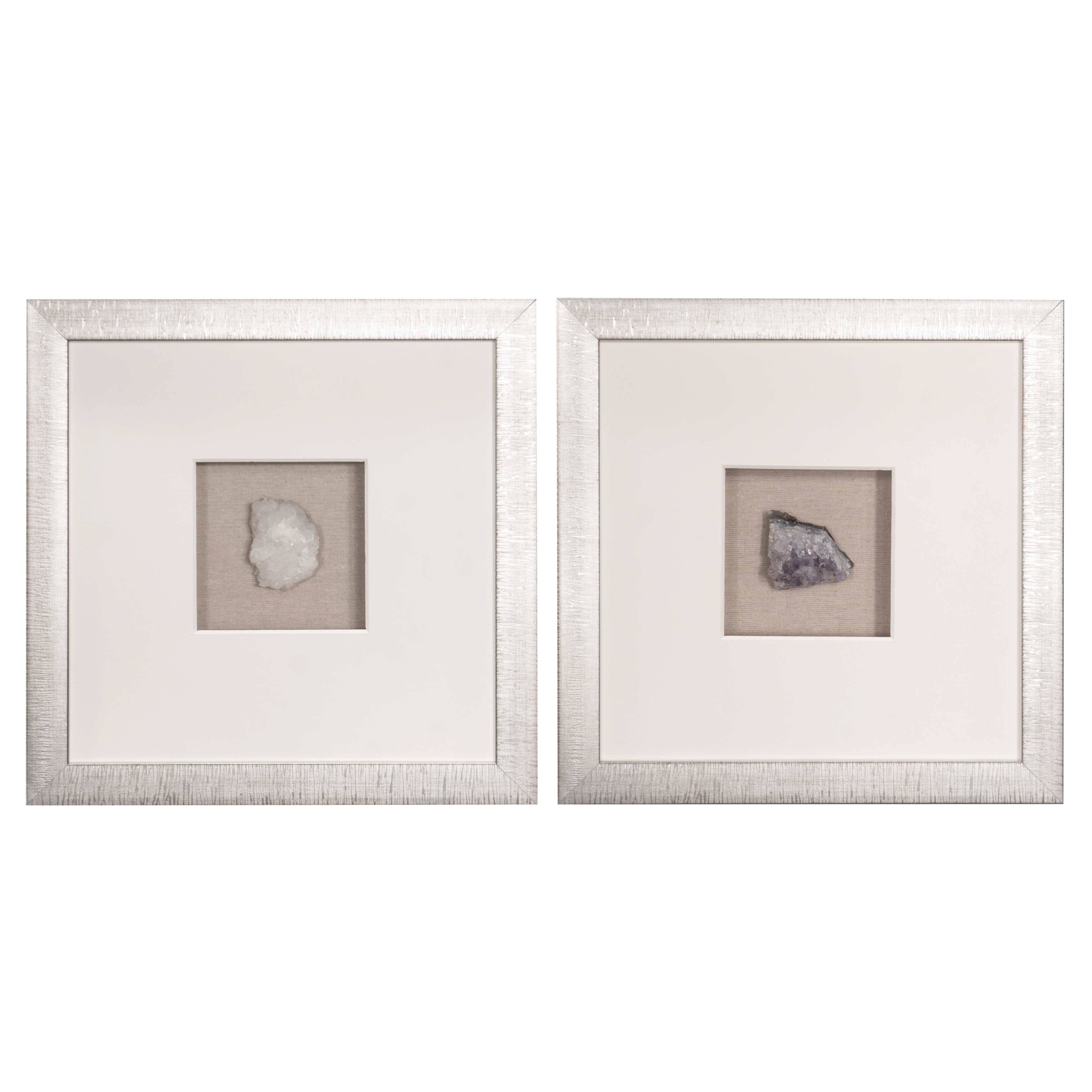 HUJI Handmade Natural Crystal Shadow Box Wall Decor Set of 2 for Bedroom Bathroom