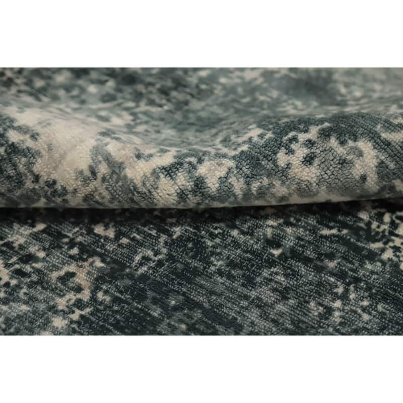 Hand Knotted Oriental Viscose Silk Carpet Modern Abstract Green Abstract Area Rug - 8' 1'' X 4' 11''